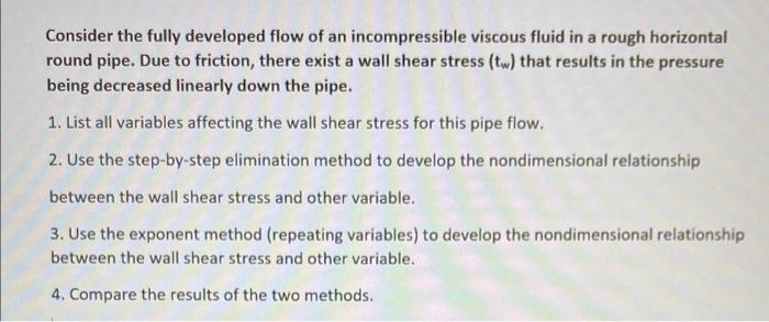 Solved Consider the fully developed flow of an | Chegg.com