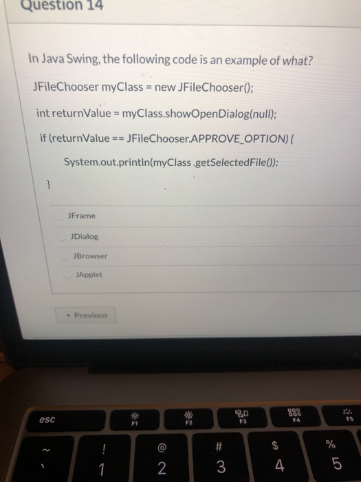 Solved Question 14 In Java Swing, The Following Code Is An | Chegg.com