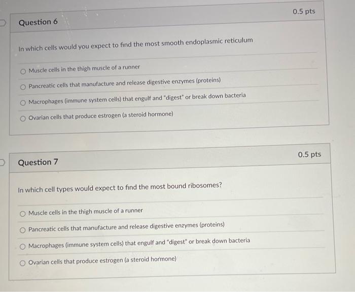 Solved 0.5 pts D Question 4 In which cell type would you | Chegg.com