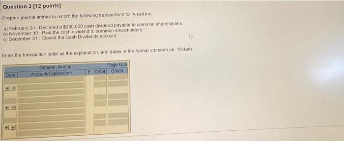 Solved Question 3 (12 Points) Prepare Journal Entries To | Chegg.com