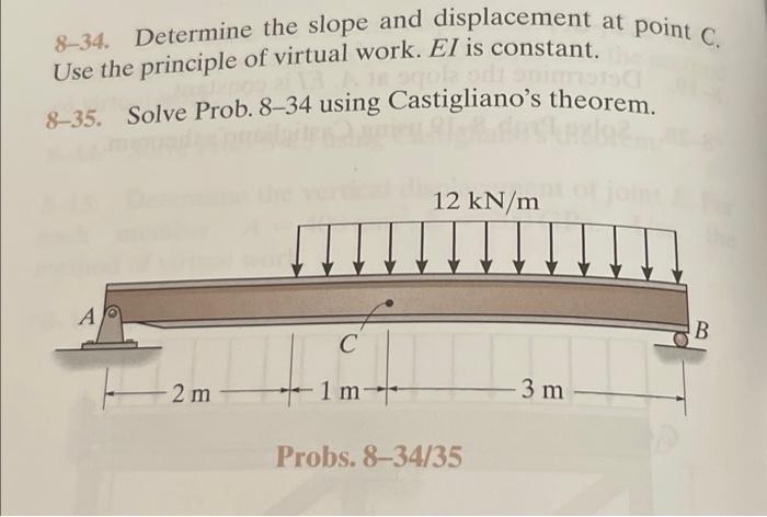 Solved 8-34. Determine The Slope And Displacement At Point | Chegg.com