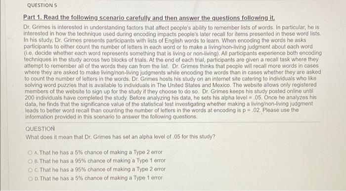 Solved QUESTIONS Part Read The Following Scenario Chegg Com