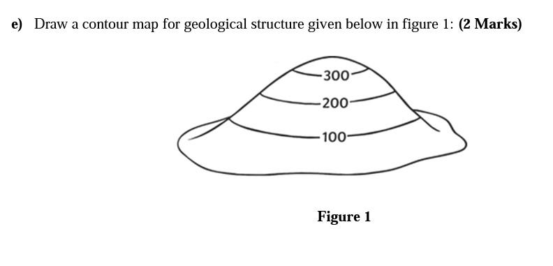 Solved e) Draw a contour map for geological structure given | Chegg.com