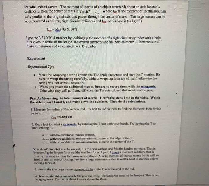 Solved 9: Moment of Inertia and Angular Acceleration | Chegg.com