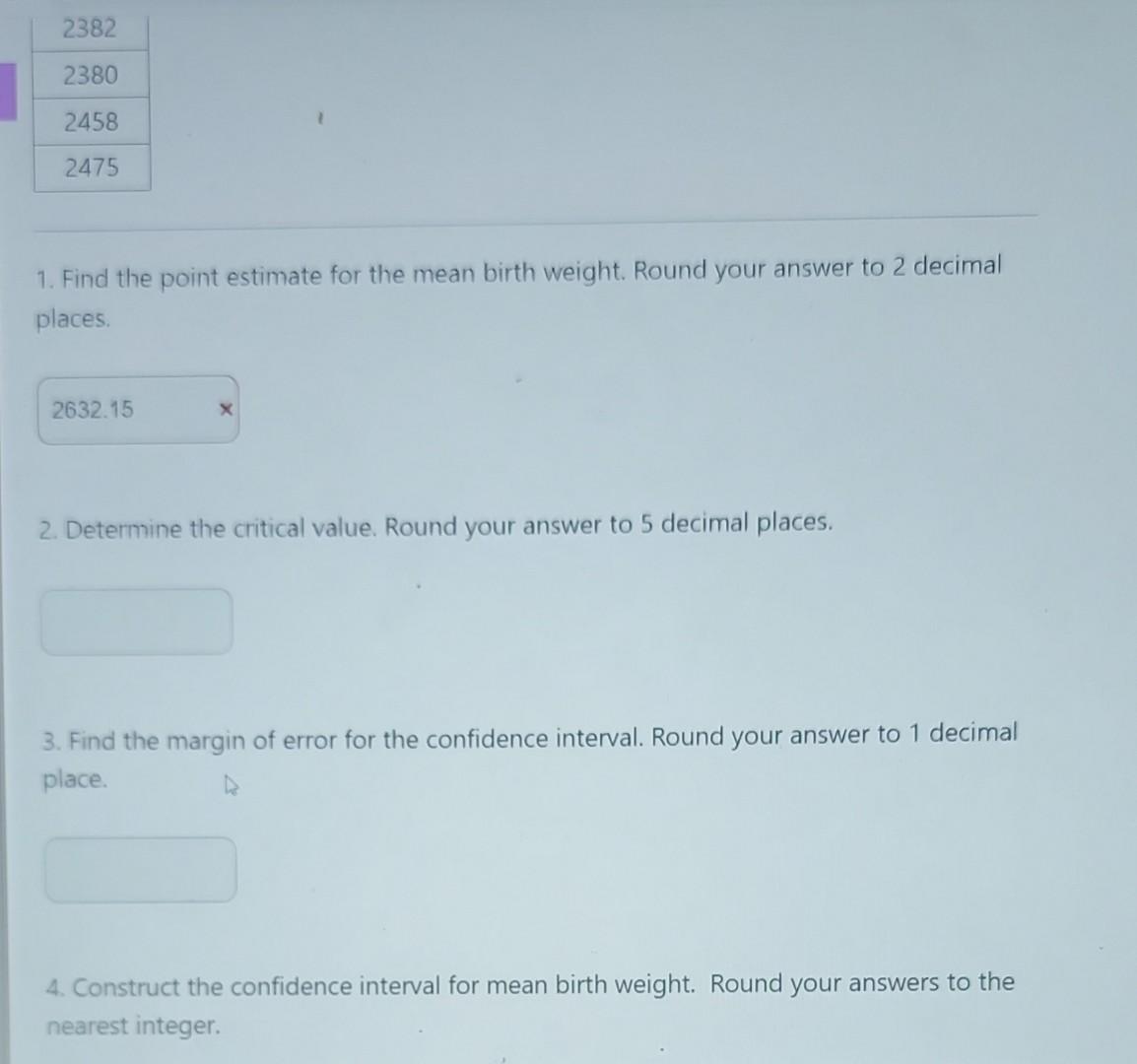 Solved The table below contains the birth weights in grams | Chegg.com