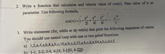 Solved 2. Write a function that calculates and returns value | Chegg.com