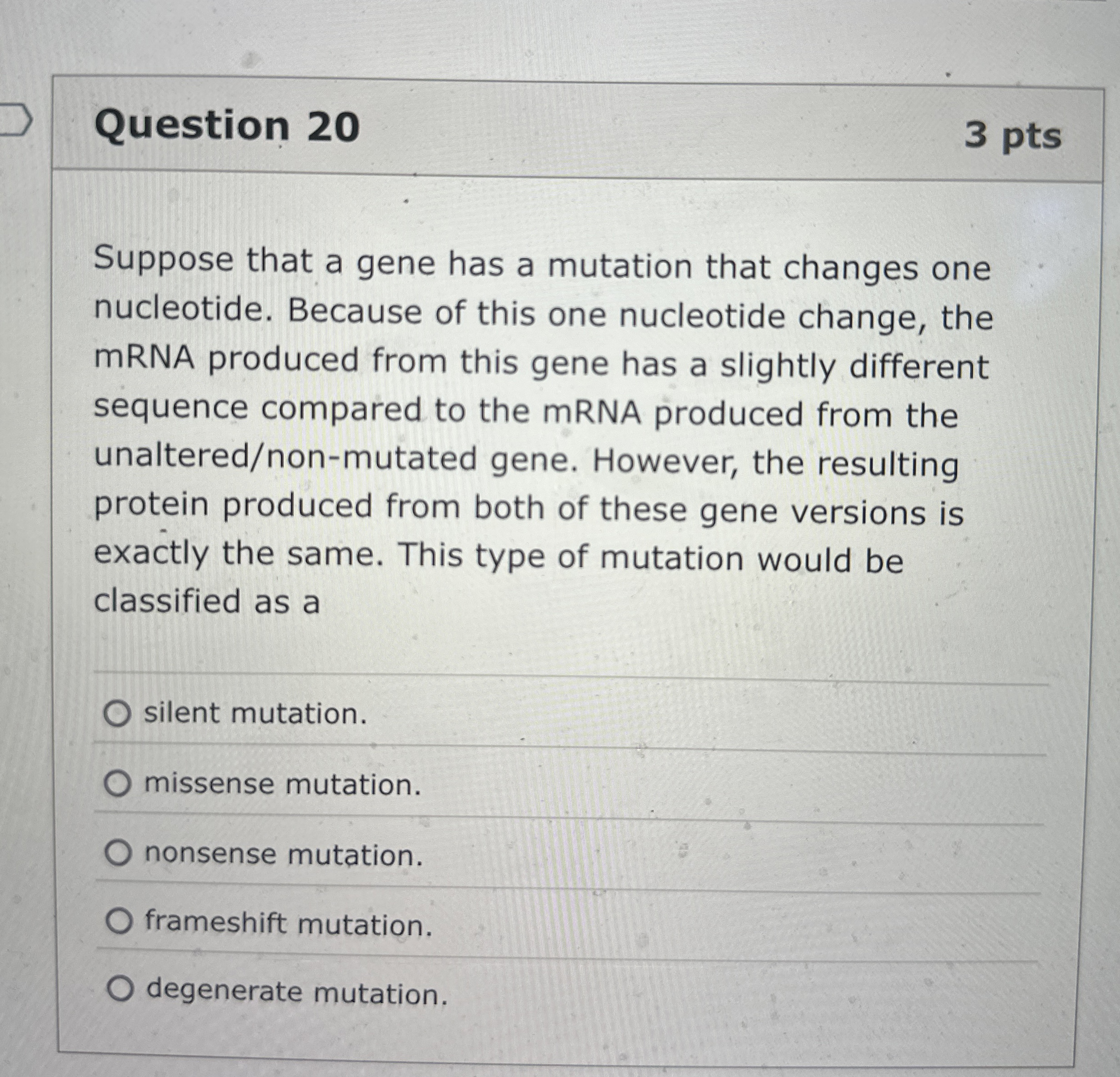 Solved Question 203 ﻿ptsSuppose that a gene has a mutation