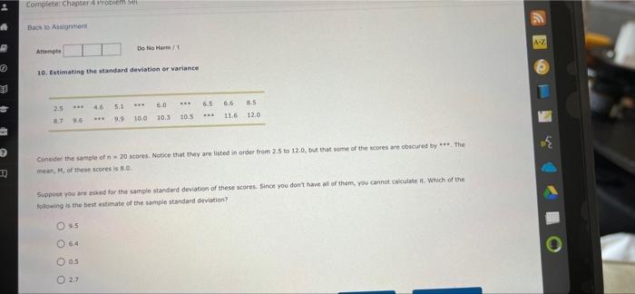 Solved Consider a data set containing the following values: | Chegg.com