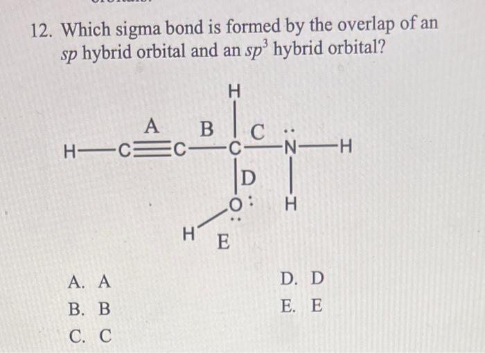 Solved 12. Which sigma bond is formed by the overlap of an | Chegg.com