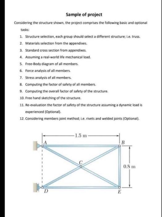 Solved Sample of project Considering the structure shown, | Chegg.com