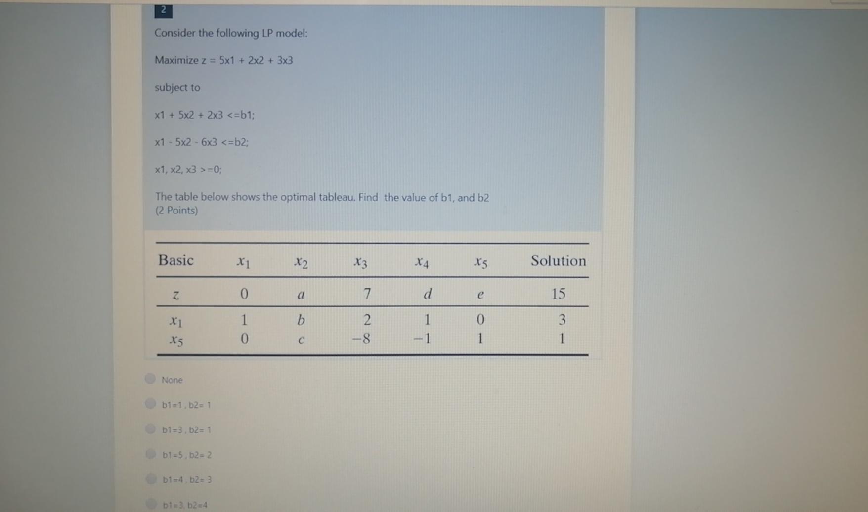 Solved Consider The Following Lp Model Maximize Z 5x1