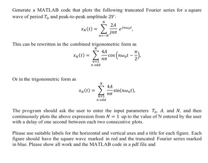 Solved N 2A Generate a MATLAB code that plots the following | Chegg.com