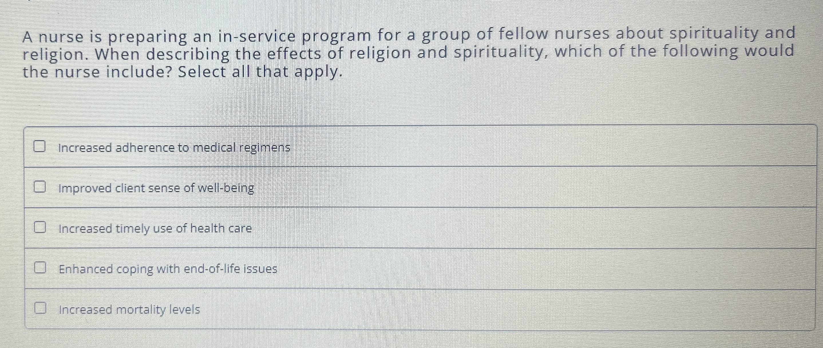 A nurse is preparing an in-service program for a | Chegg.com