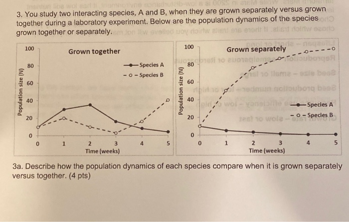 Solved 3. You Study Two Interacting Species, A And B, When | Chegg.com