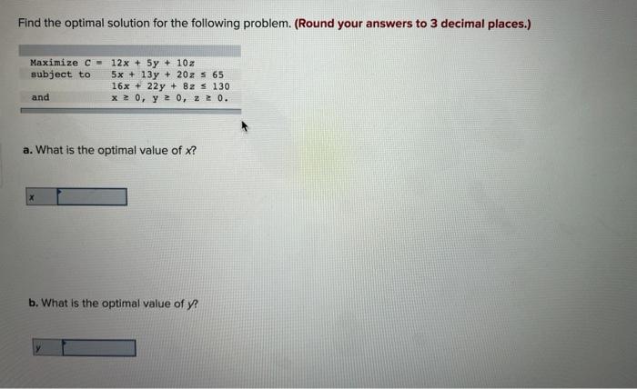 Solved Find the optimal solution for the following problem. | Chegg.com