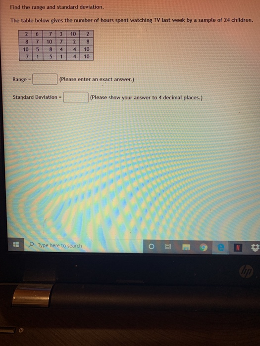 Solved Find the range and standard deviation. The table | Chegg.com