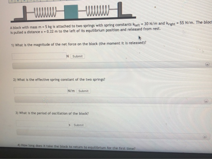 Solved H A block with mass m 5 kg is attached to two