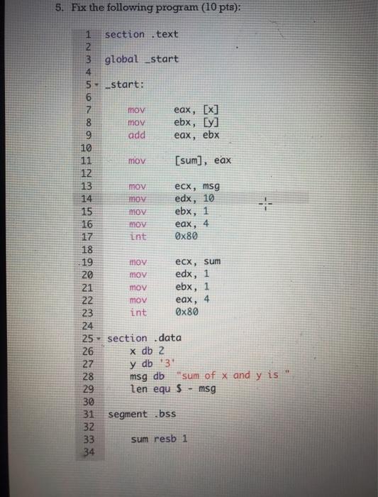 Solved 7. Write an assembly program to display: Exercise 1 | Chegg.com