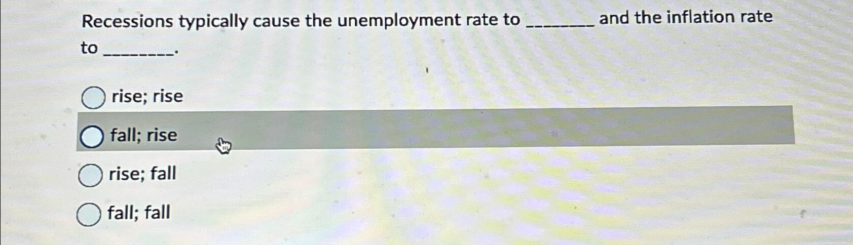 Solved Recessions Typically Cause The Unemployment Rate To | Chegg.com