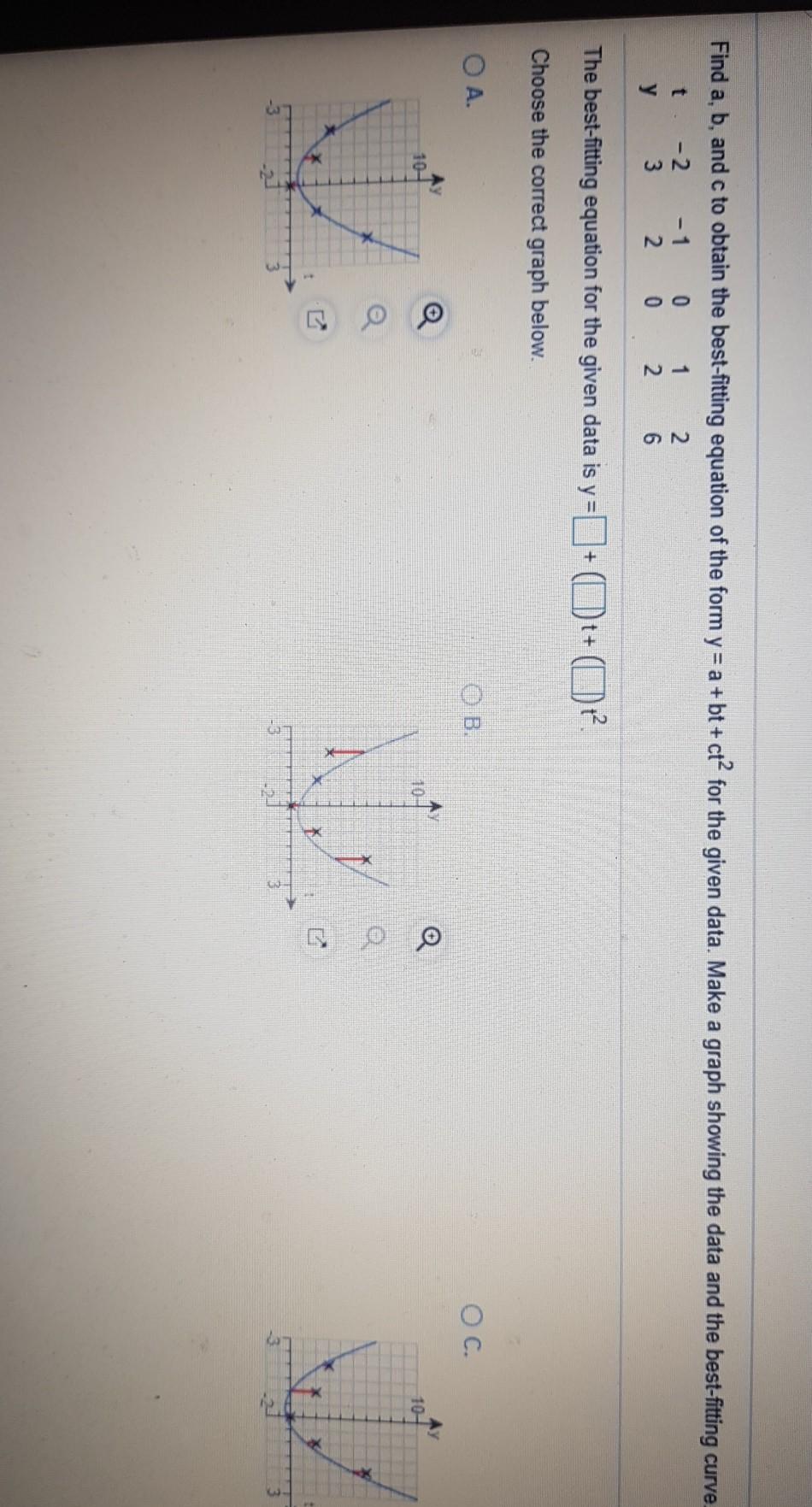 Solved Find a, b, and c to obtain the bestfitting equation
