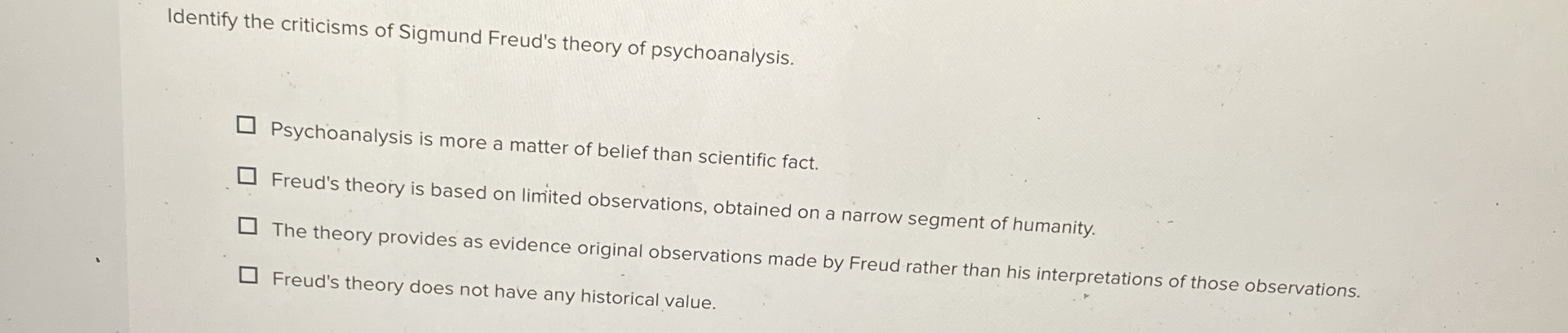 Solved Identify the criticisms of Sigmund Freud's theory of