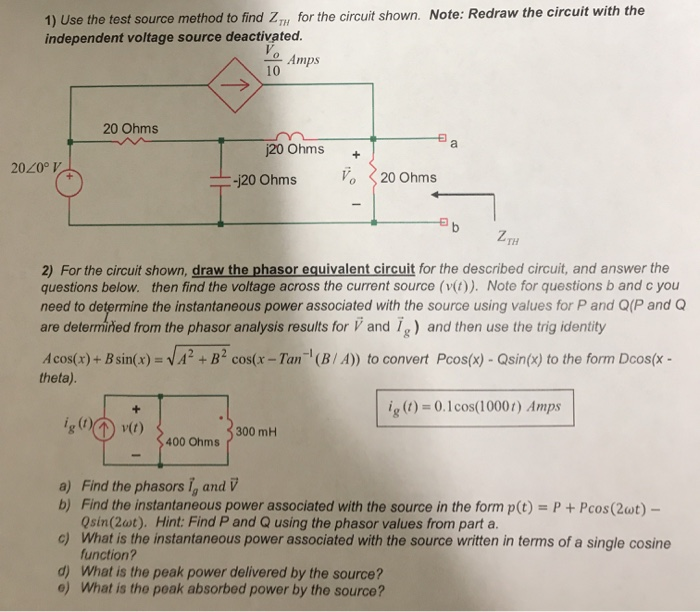 Solved 1) Use the test source method to find Zry for the | Chegg.com