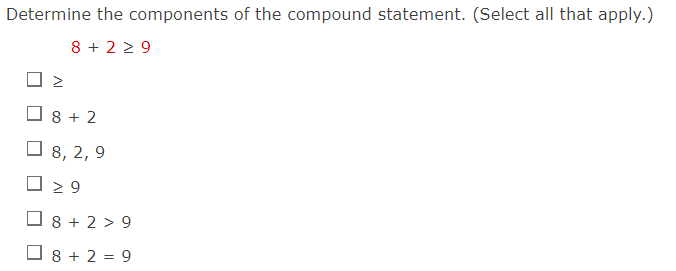 Solved Determine the components of the compound statement. | Chegg.com