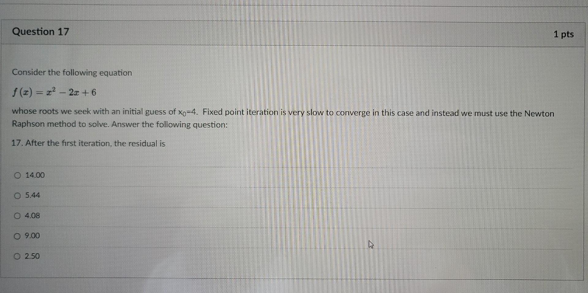Solved Question 17 1 pts Consider the following equation | Chegg.com