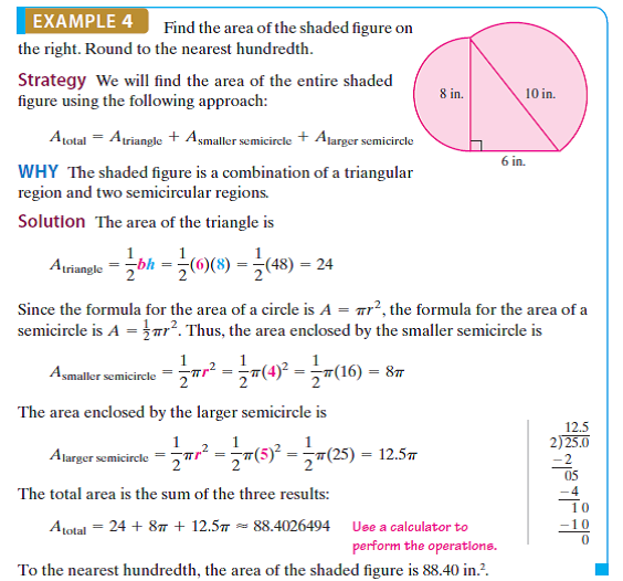 Solved: Find the total area of each figure. Assume each arc is a s ...