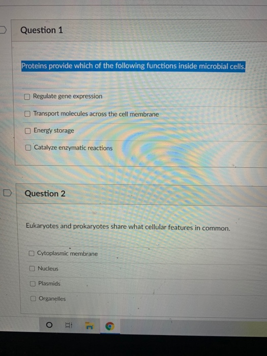 Solved Question 1 Proteins provide which of the following | Chegg.com