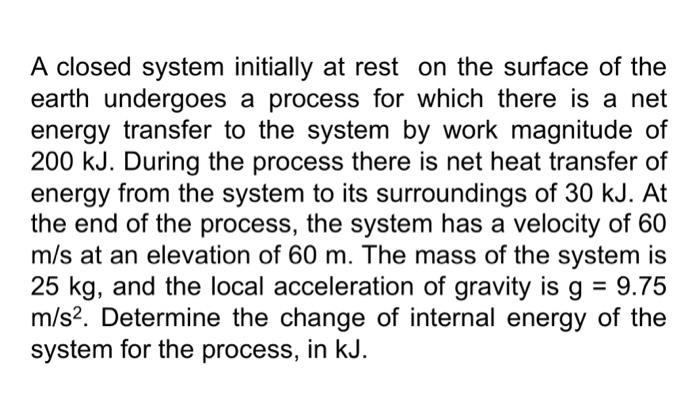 Solved A closed system initially at rest on the surface of Chegg