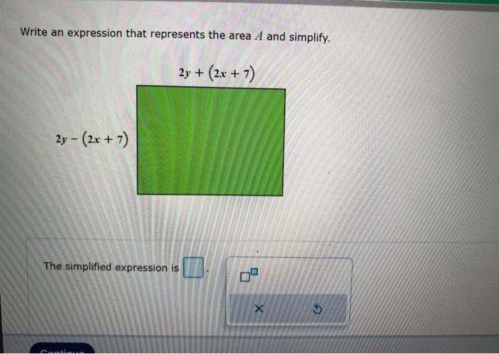 Solved Write an expression that represents the area A and | Chegg.com