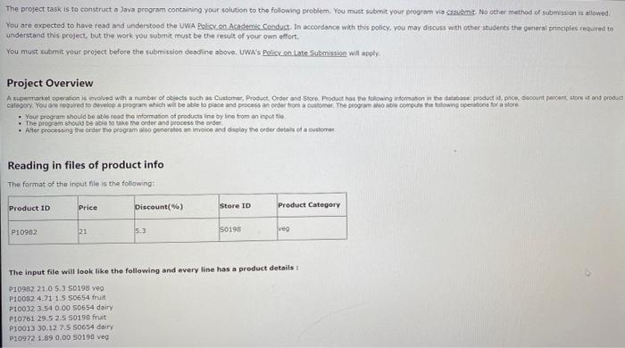 Solved The project task is to construct a Java program | Chegg.com
