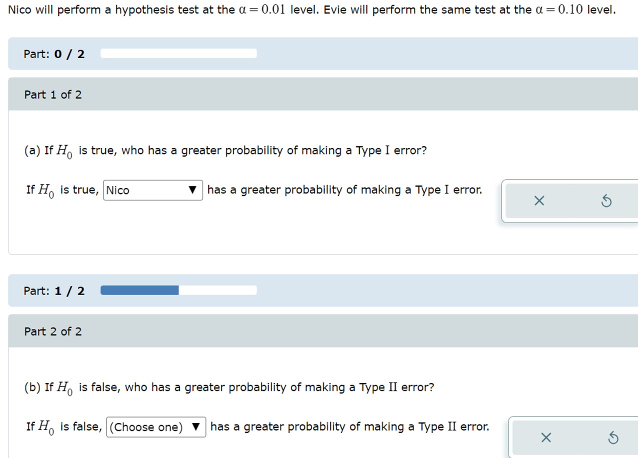 Solved Nico will perform a hypothesis test at the α=0.01 | Chegg.com