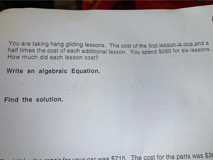 Solved You are taking hang gliding lessons. The cost of the