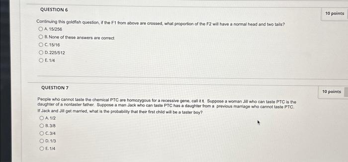 Solved Continuing this goldfish question, if the F1 from | Chegg.com