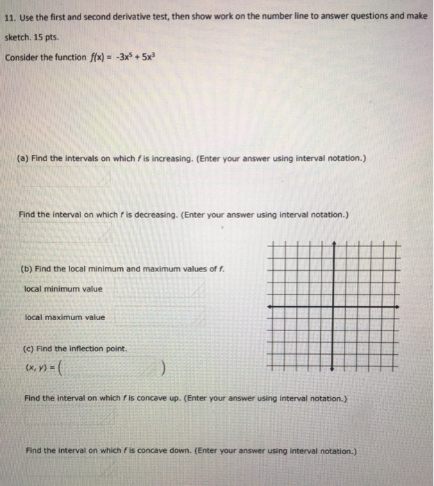 Solved 11. Use the first and second derivative test, then | Chegg.com