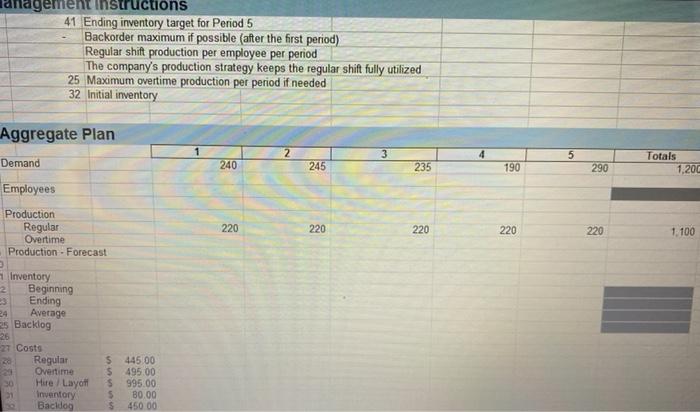 Solved anagement ictions 41 Ending inventory target for | Chegg.com