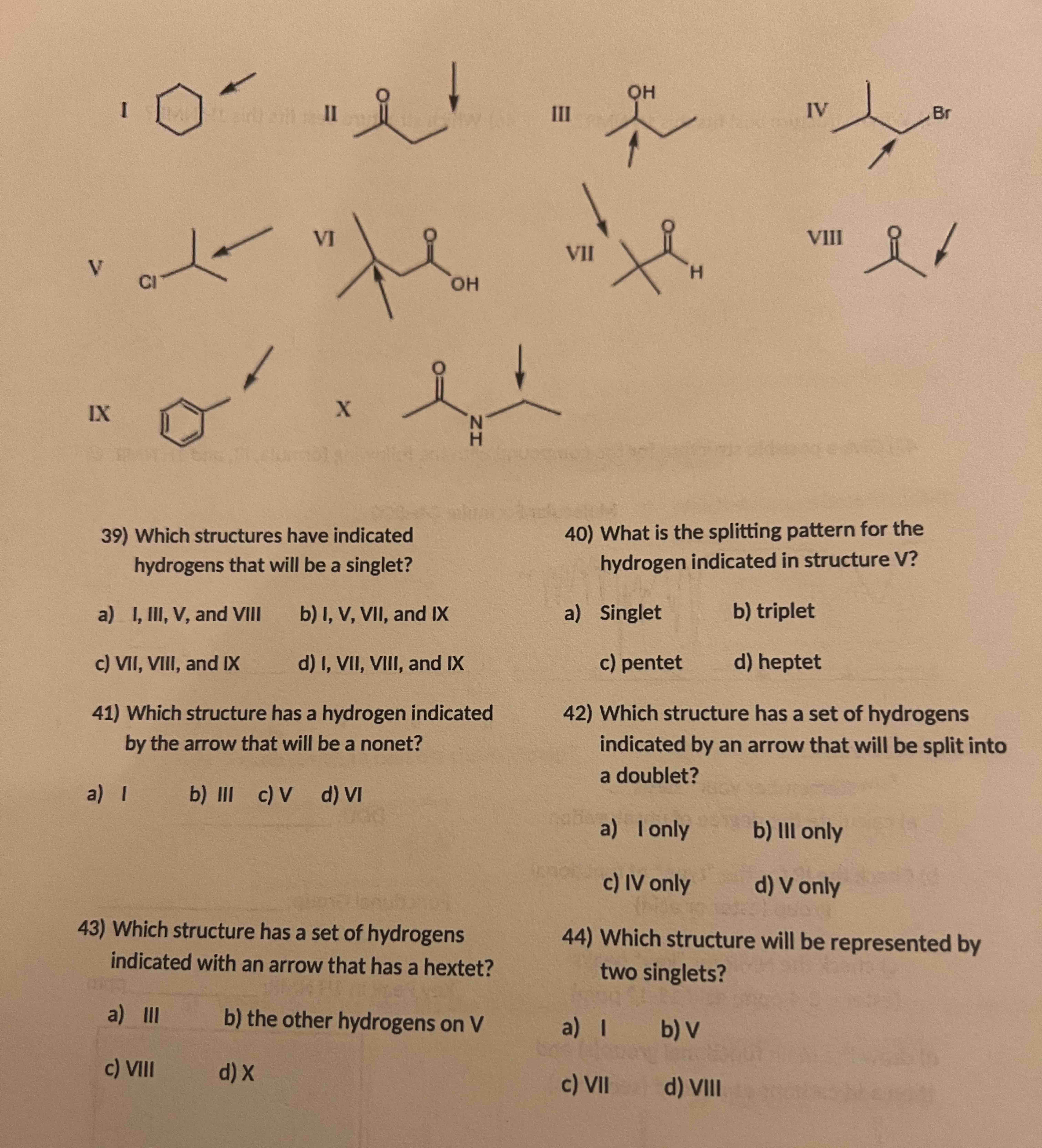 Solved use the following structures to answer the questions | Chegg.com