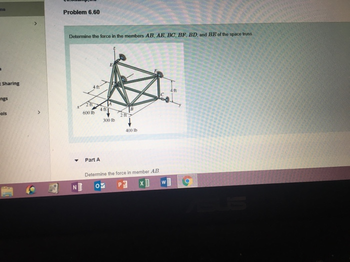 Solved ma Problem 6.60 Determine the force in the members | Chegg.com
