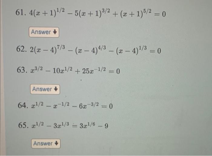 Solved Equations Of Quatratic Types Find All Real Solutions Chegg Com