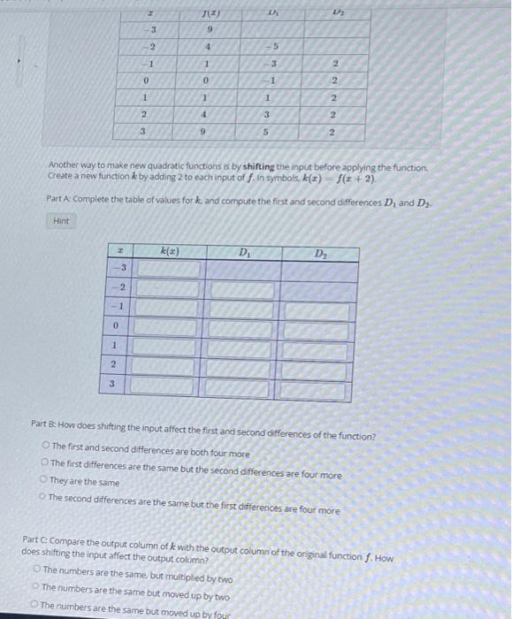 Solved Create a new function g by adding 3 to each output of | Chegg.com