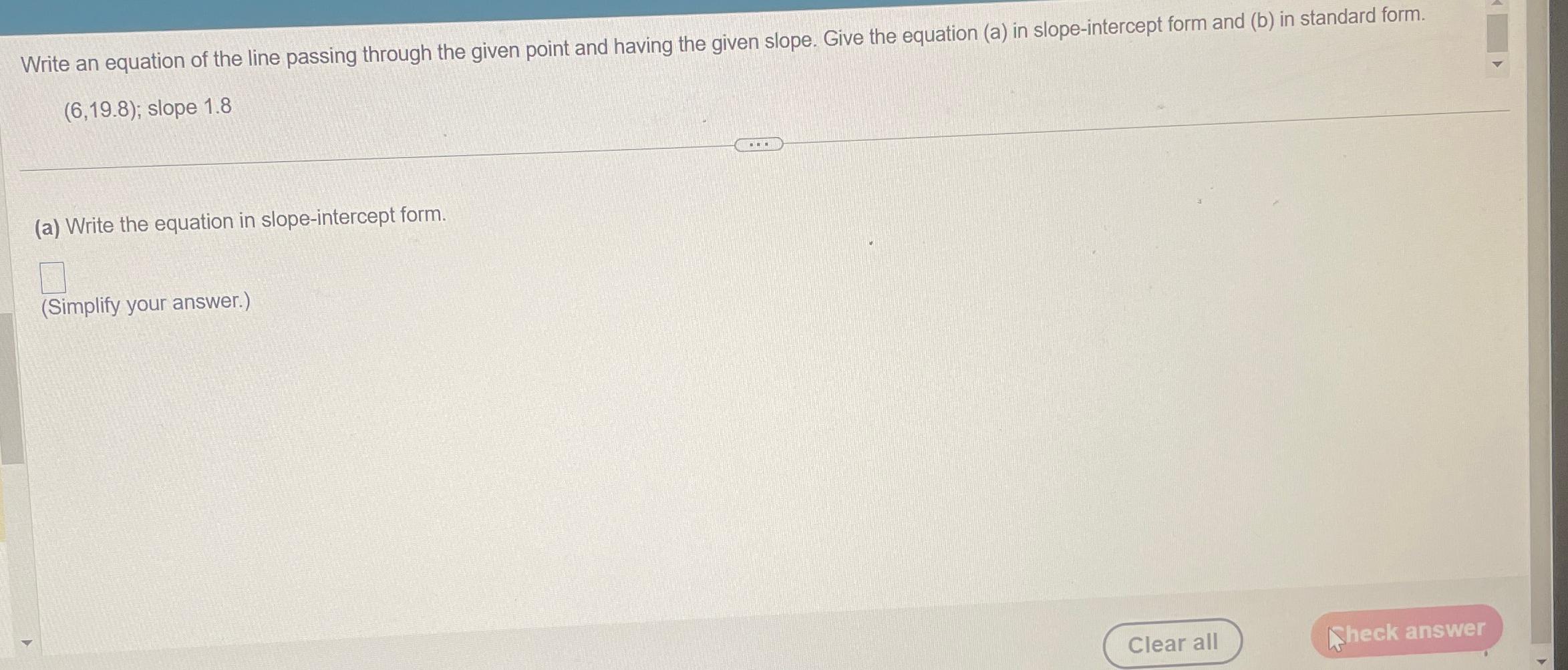 Solved Write an equation of the line passing through the | Chegg.com