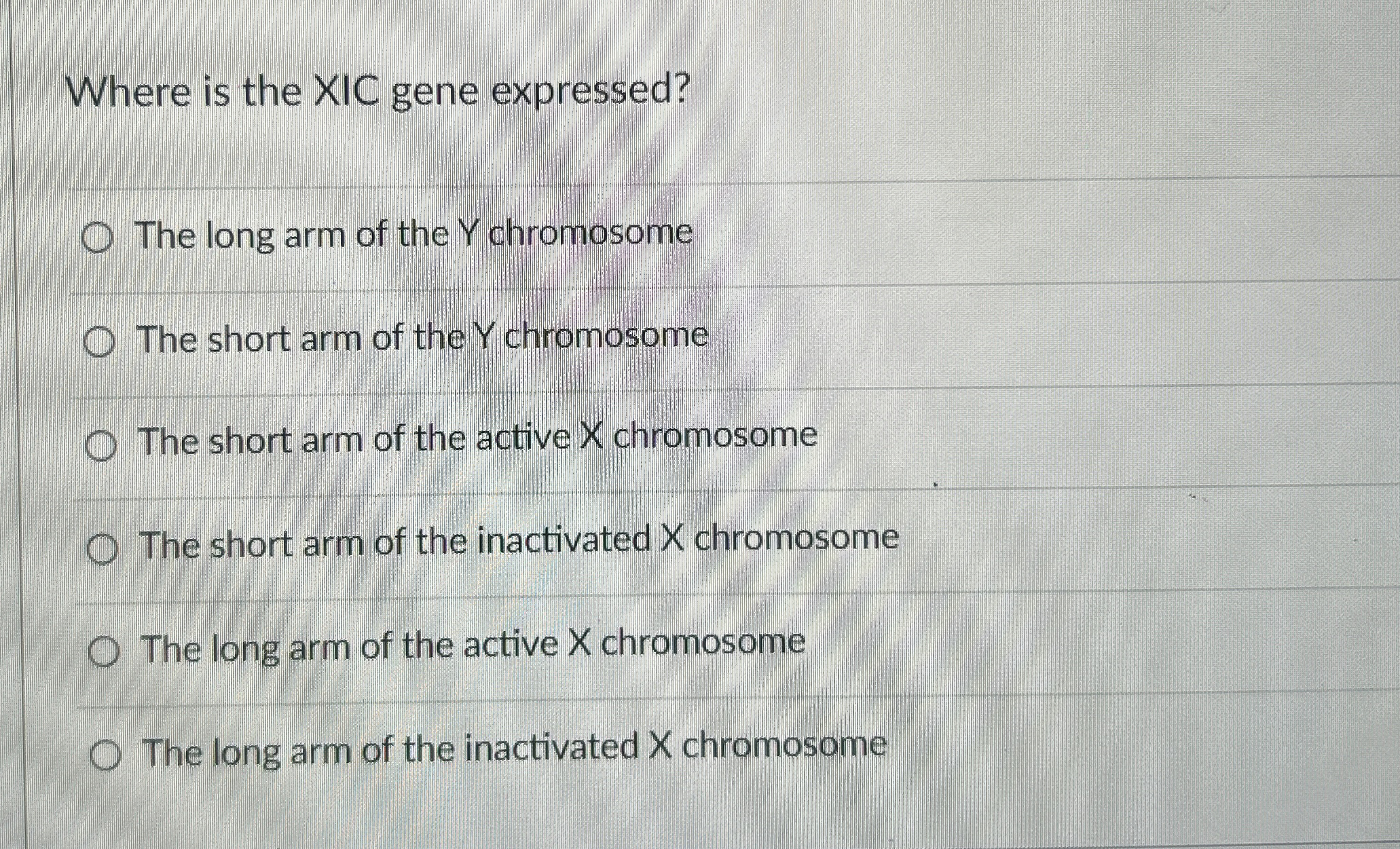 Solved Where is the XIC gene expressed?The long arm of the Y | Chegg.com