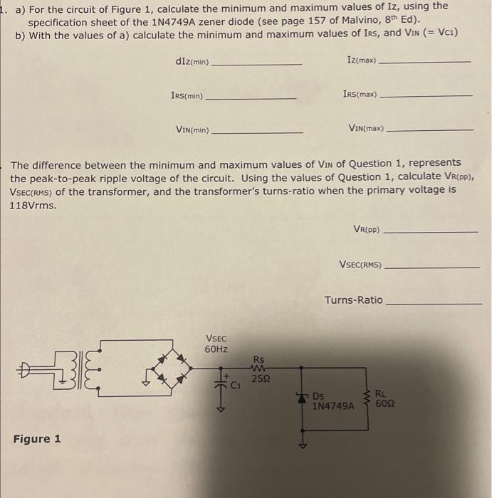 Solved a) For the circuit of Figure 1 , calculate the | Chegg.com