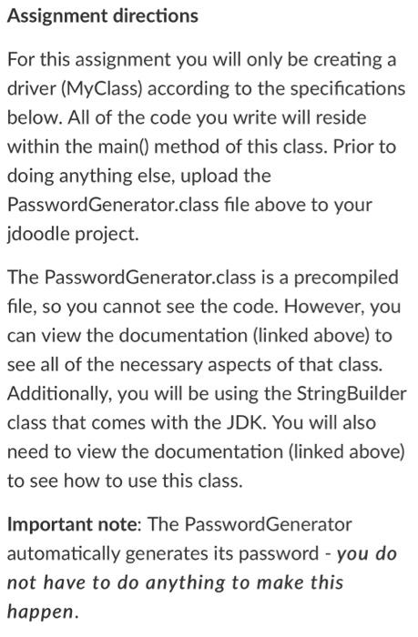Solved Details Supporting files • Password Generator.class | Chegg.com