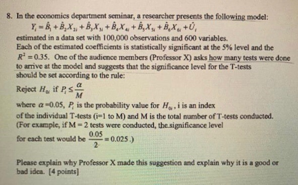 Solved 8 In The Economics Department Seminar A Research Chegg Com