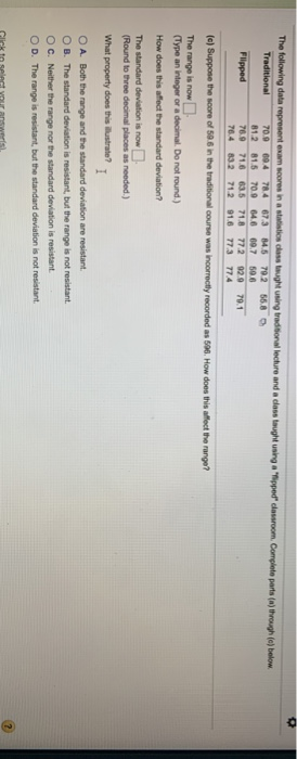 Solved The following data represent exam scores in a | Chegg.com
