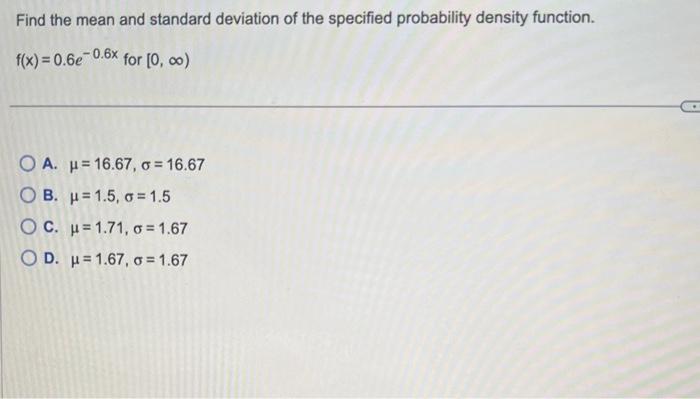 Solved Find the mean and standard deviation of the specified | Chegg.com