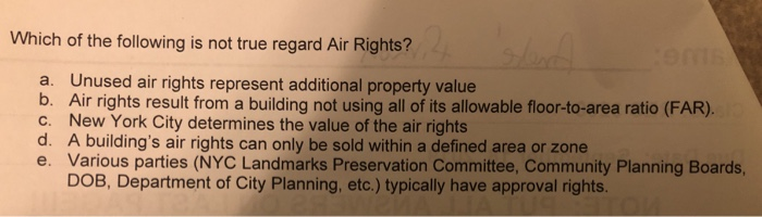 Solved Which Of The Following Is Not True Regard Air Righ